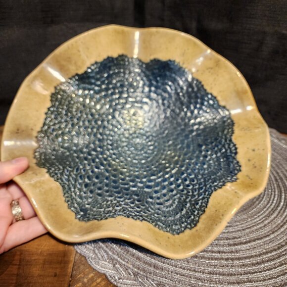 Handmade Ceramic plate with Rustic edge and scale texture. - Picture 6 of 9